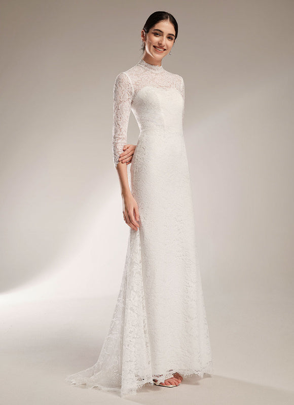 Robe Moulante Blanche Manche Longue - gallery 4