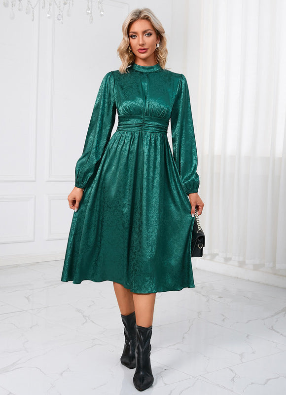 Robe Manche Longue Trapèze Satinée - gallery 1