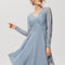 Robe Manche Longue Dentelle Bleu Clair
