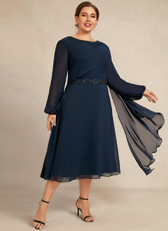Robe Manche Longue Fluide Nuit - gallery 9