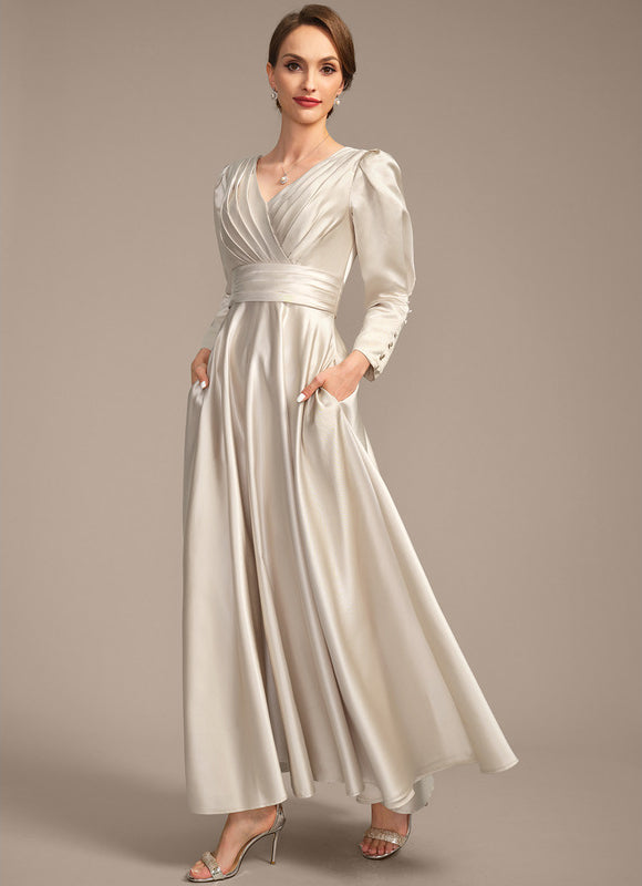 Robe Blanche Satin Manche Longue - gallery 4