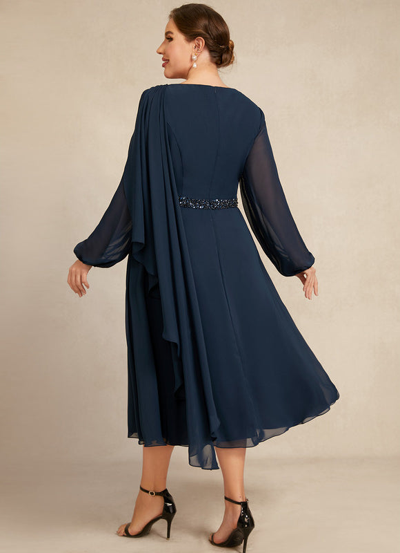 Robe Manche Longue Fluide Nuit - gallery 8