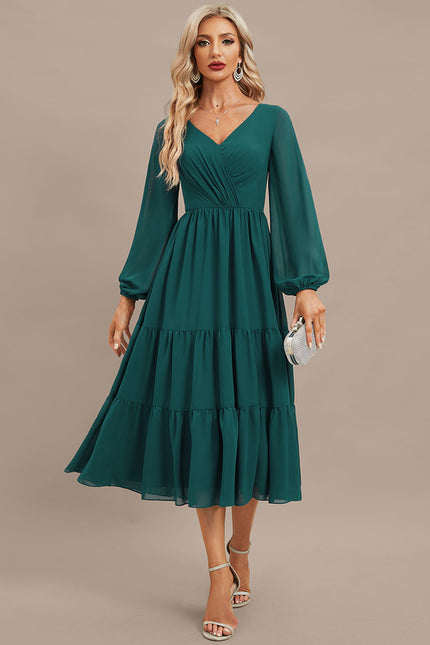 Robe Manche Longue Vaporeuse Émeraude