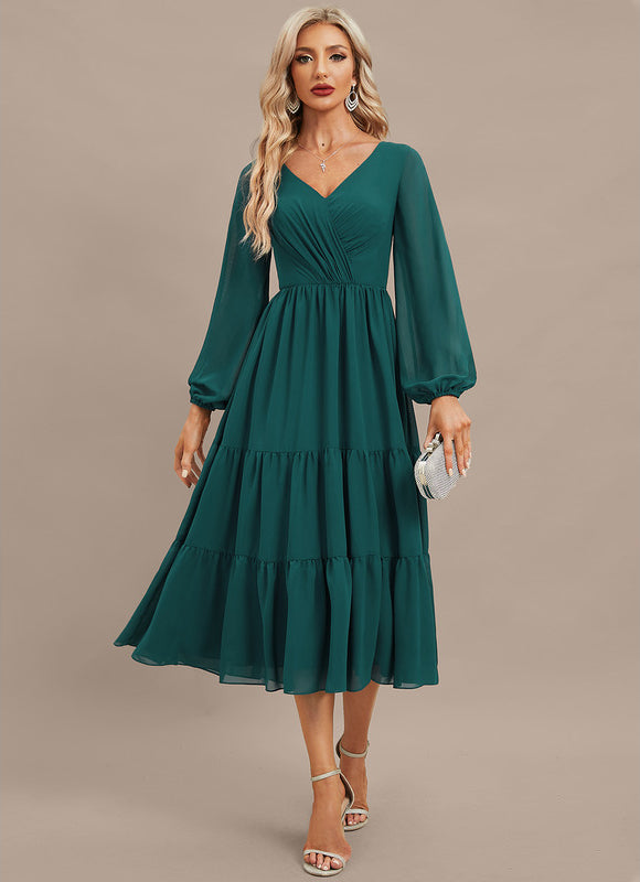 Robe Manche Longue Vaporeuse Émeraude