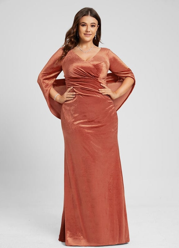 Robe Manche Longue Velours Saumon - gallery 6