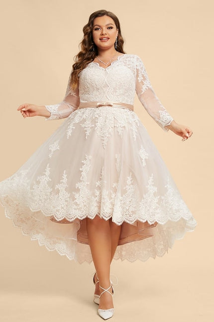 Robe Manche Longue Élégante En Dentelle - gallery 5