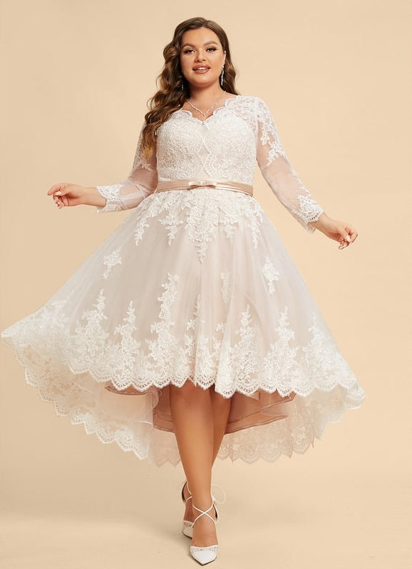 Robe Manche Longue Élégante En Dentelle - gallery 5