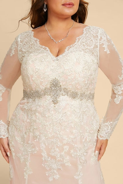 Robe Manche Longue Sirène Tulle Floral - gallery 6