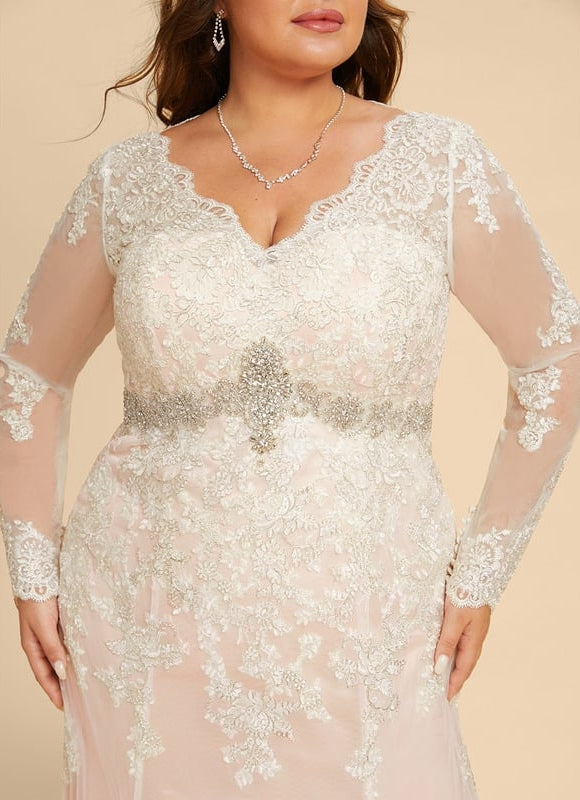Robe Manche Longue Sirène Tulle Floral - gallery 6