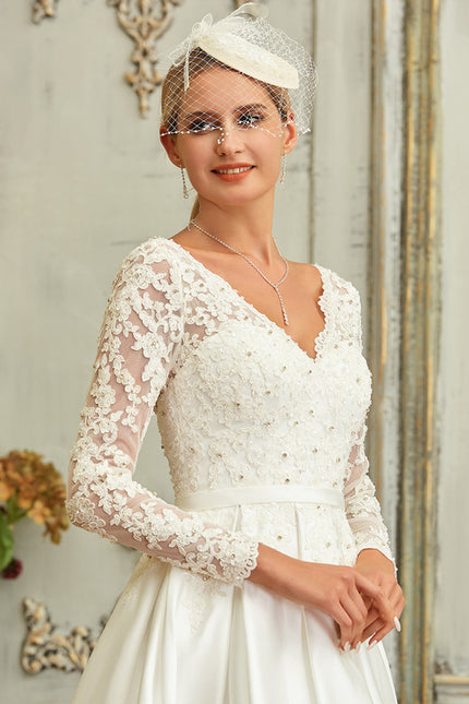 Robe Manche Longue Satin Asymétrique - gallery 3