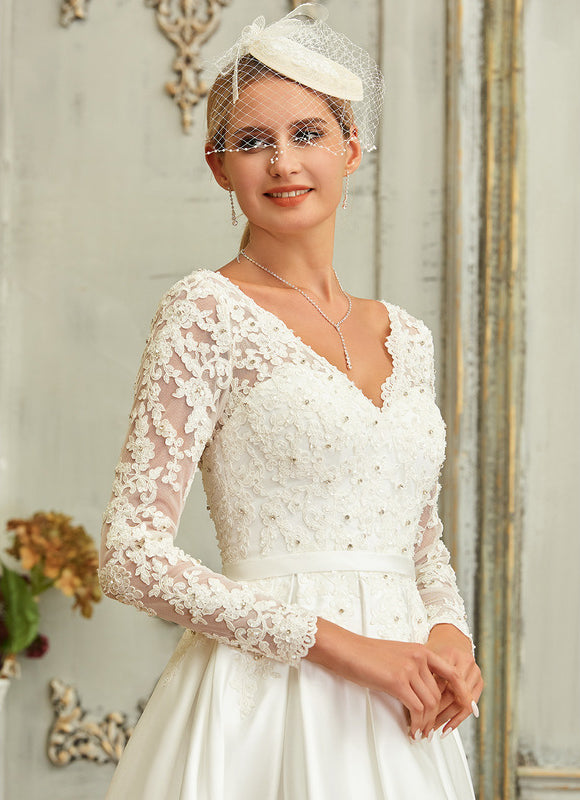 Robe Manche Longue Satin Asymétrique - gallery 3