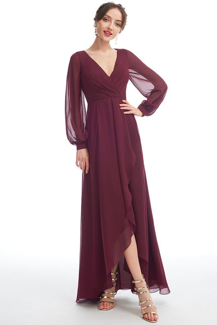 Robe Manche Longue Fluide Marine Volants