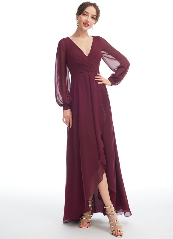 Robe Manche Longue Fluide Marine Volants