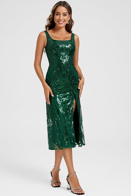 Robe Manche Longue Pailletée Émeraude - gallery 4