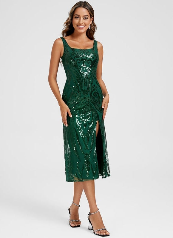 Robe Manche Longue Pailletée Émeraude - gallery 4