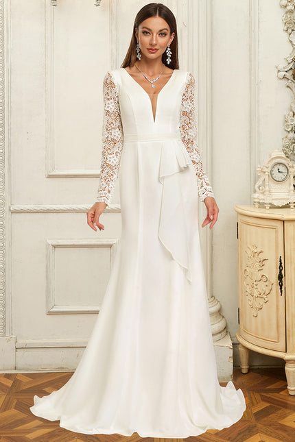 Robe Manche Longue Sirène Dentelle - gallery 5