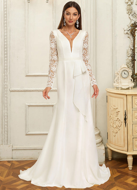 Robe Manche Longue Sirène Dentelle - gallery 5