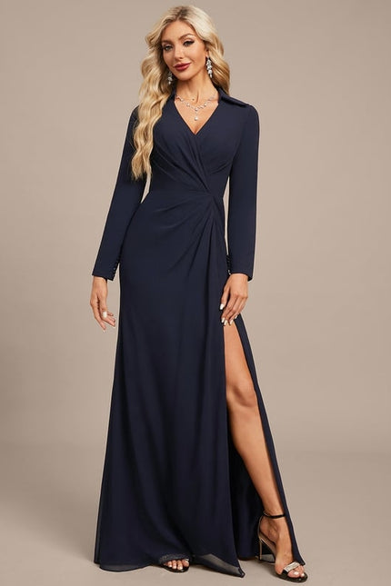 Robe Manche Longue Élégante Plissée - gallery 1