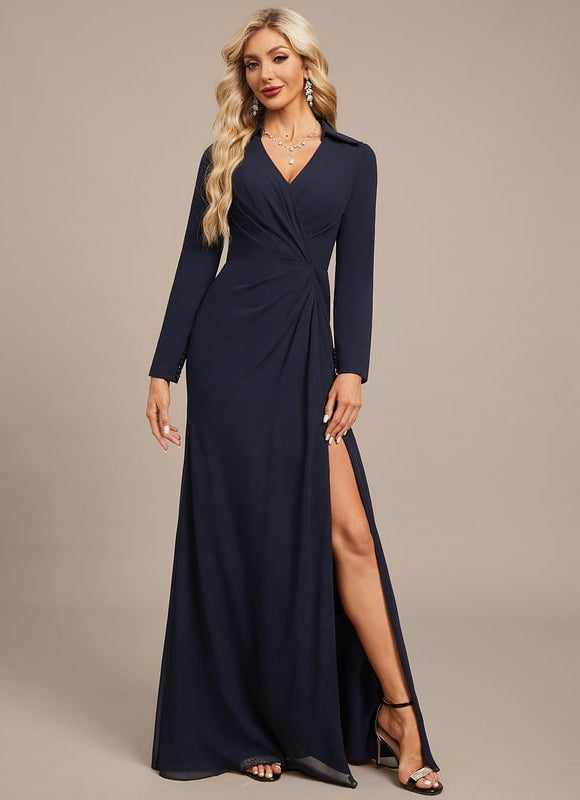 Robe Manche Longue Élégante Plissée - gallery 1