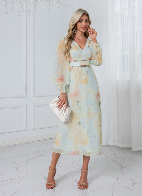 Robe Manche Longue Fleurie Fluide - gallery 9