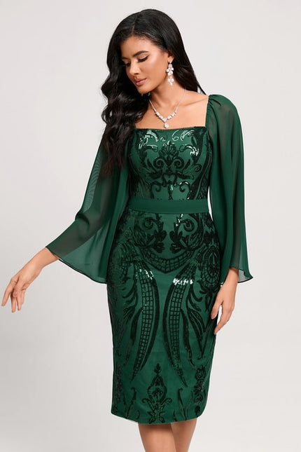 Robe Manche Longue Élégante Pailletée - gallery 4