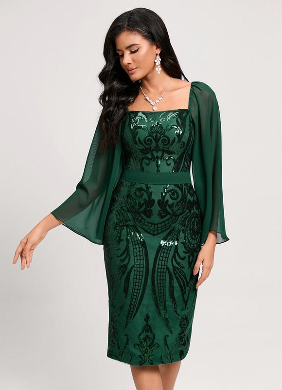 Robe Manche Longue Élégante Pailletée - gallery 4