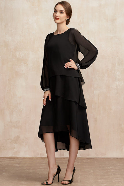 Robe Noire Longue Manche Courte - gallery 2