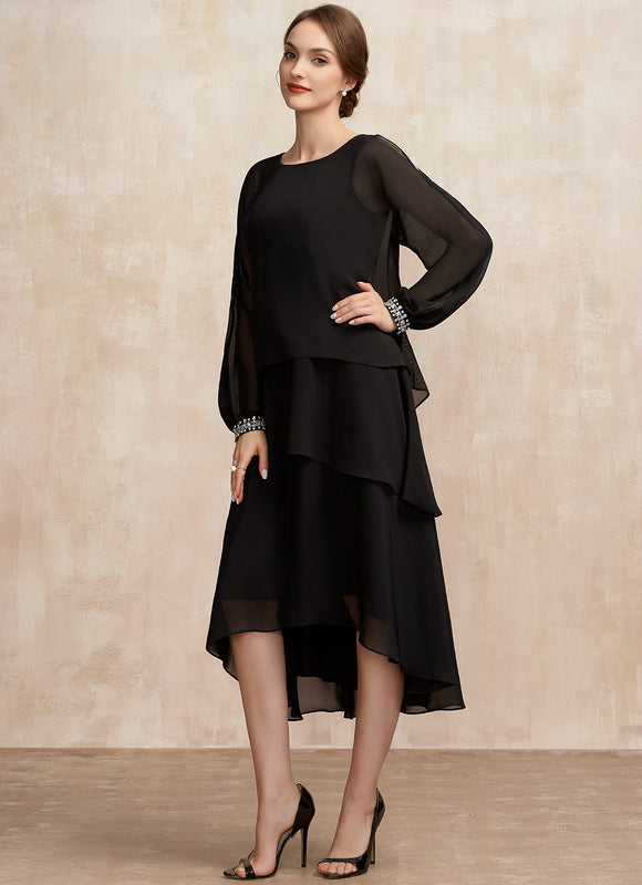 Robe Noire Longue Manche Courte - gallery 2