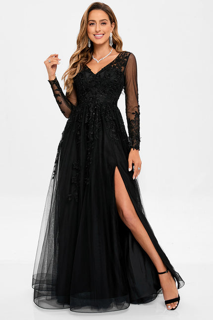 Robe Noire Tulle Manches Longues