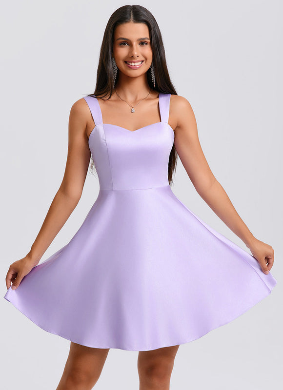 Robe Manche Longue Satin Lilas - gallery 3