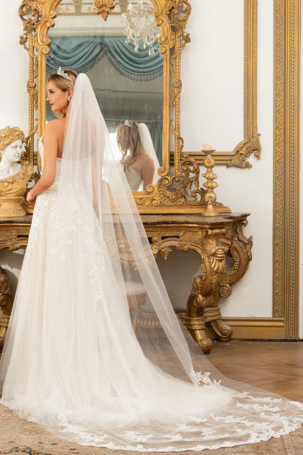 Robe Manche Longue Princesse Tulle Floral - gallery 6