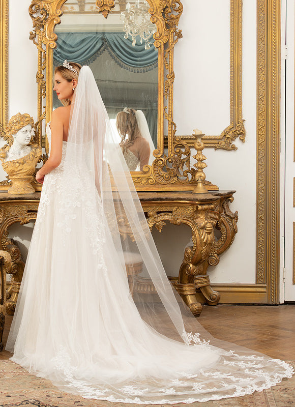 Robe Manche Longue Princesse Tulle Floral - gallery 6