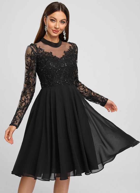 Robe Cocktail Mariage Manche Longue - gallery 3