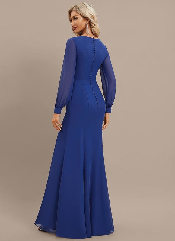 Robe Manche Longue Fluide Fendue - gallery 6