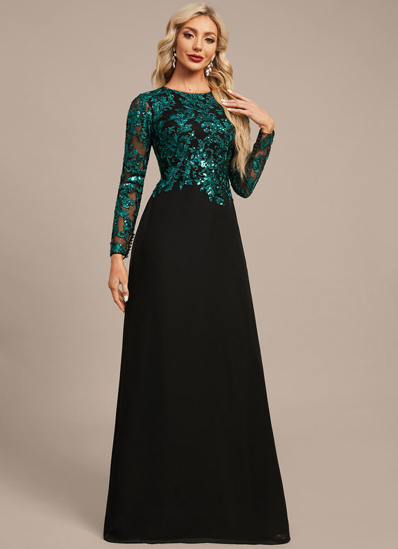 Robe Manche Longue Longue Émeraude Élégante - gallery 5