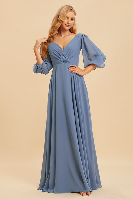 Robe Manche Longue Longue Rose Volants - gallery 4