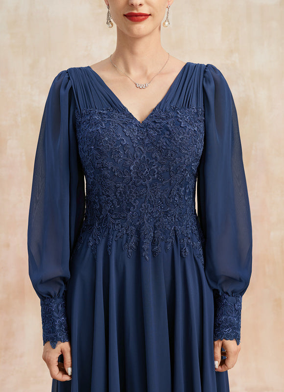 Robe Manche Longue Longue Fluide Bleu - gallery 6