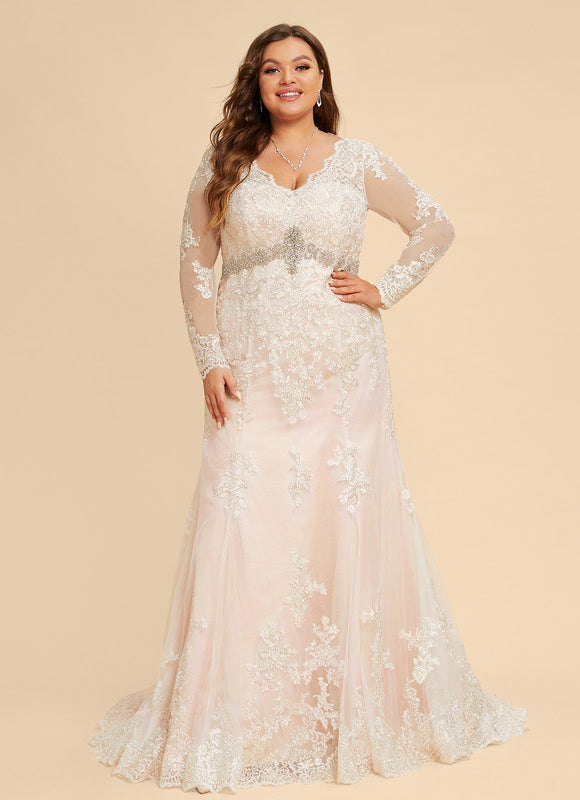 Robe Manche Longue Sirène Tulle Floral - gallery 8