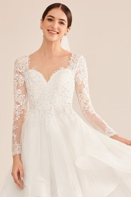 Robe Manche Longue Nuptiale Aérienne - gallery 3