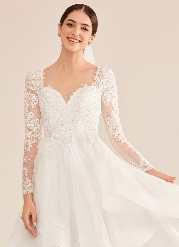 Robe Manche Longue Nuptiale Aérienne - gallery 3