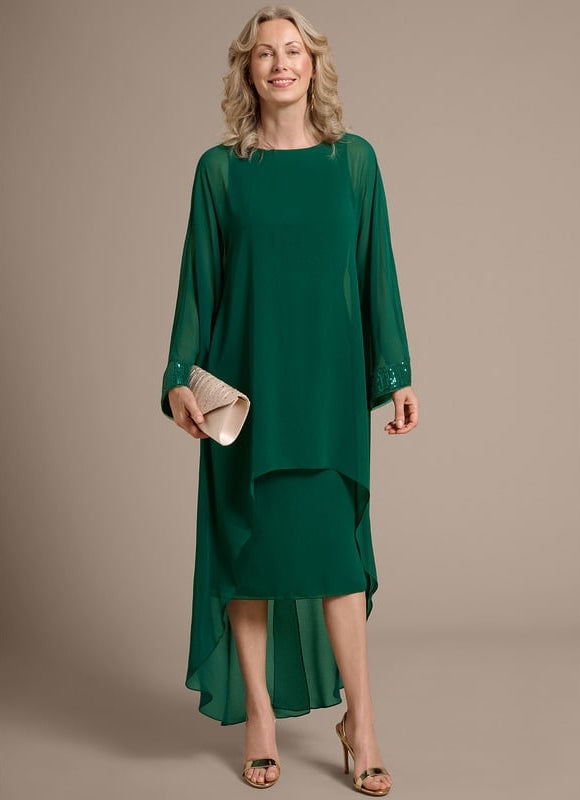 Robe De Soirée Longue Manche Bouffante - gallery 5