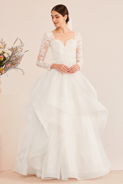 Robe Manche Longue Nuptiale Aérienne - gallery 4
