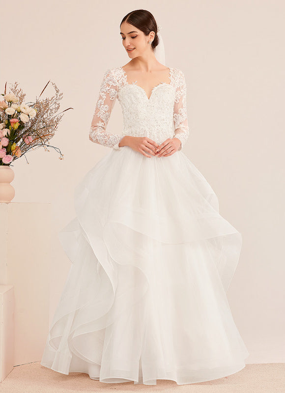 Robe Manche Longue Nuptiale Aérienne - gallery 4