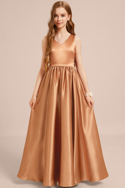 Robe Manche Longue Satin Doré