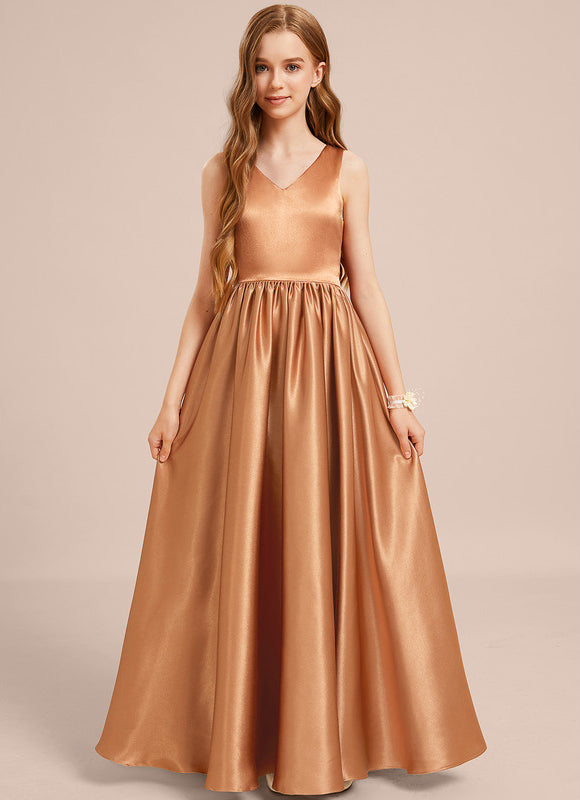 Robe Manche Longue Satin Doré