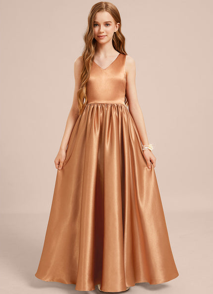 Robe Manche Longue Satin Doré