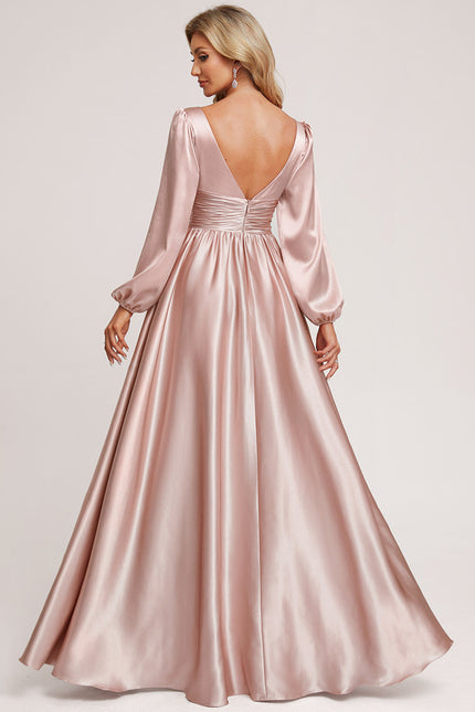 Robe Longue Satin Manche Longue - gallery 2