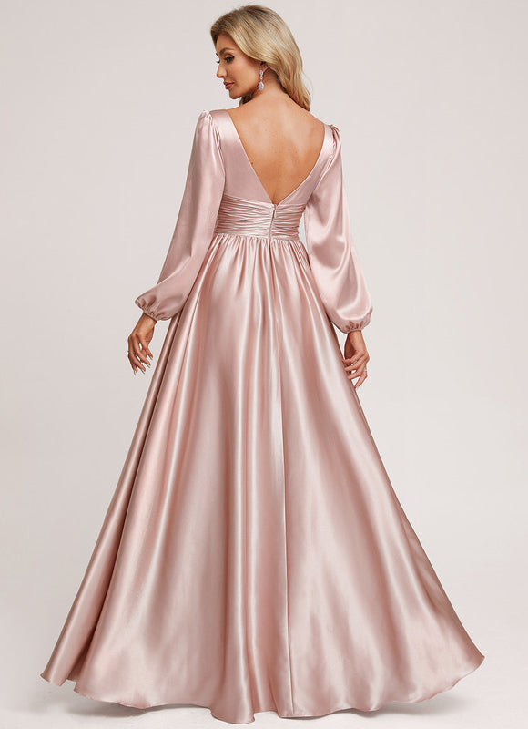 Robe Longue Satin Manche Longue - gallery 2