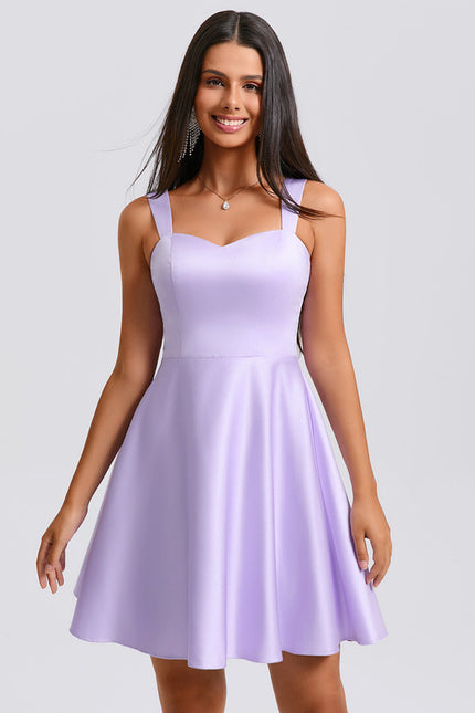 Robe Manche Longue Satin Lilas