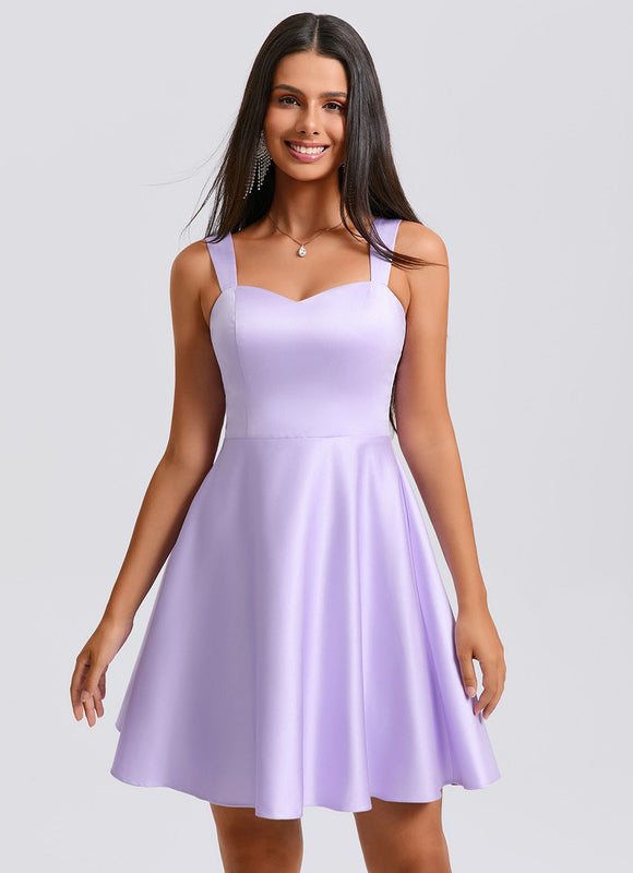 Robe Manche Longue Satin Lilas